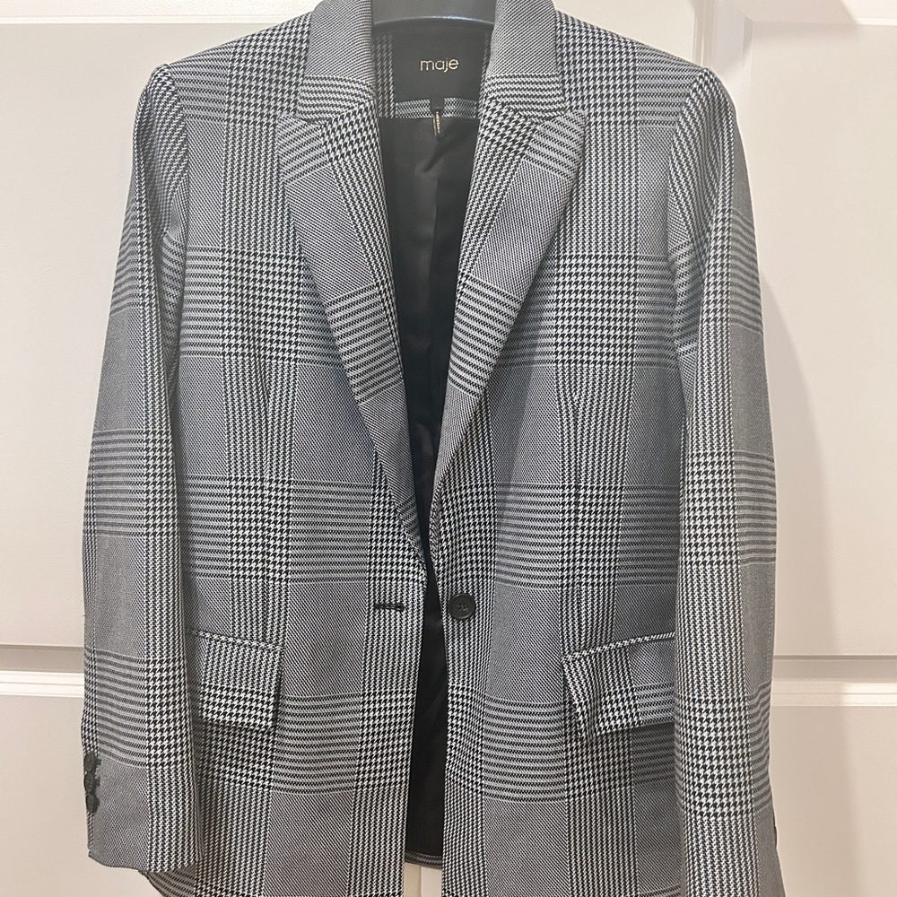 Maje Black and White Plaid Men's Blazer
